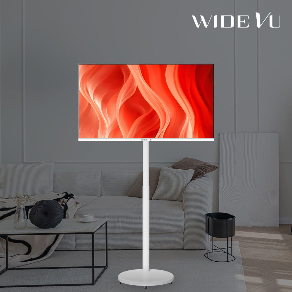 와이드무빙뷰 화이트에디션 삼탠바이미V3 셋트 QLED 81cm(32인치) FHD 스마트 이동식 TV 유압식 높이조절 중소바이미 자가설치 : 와이드뷰